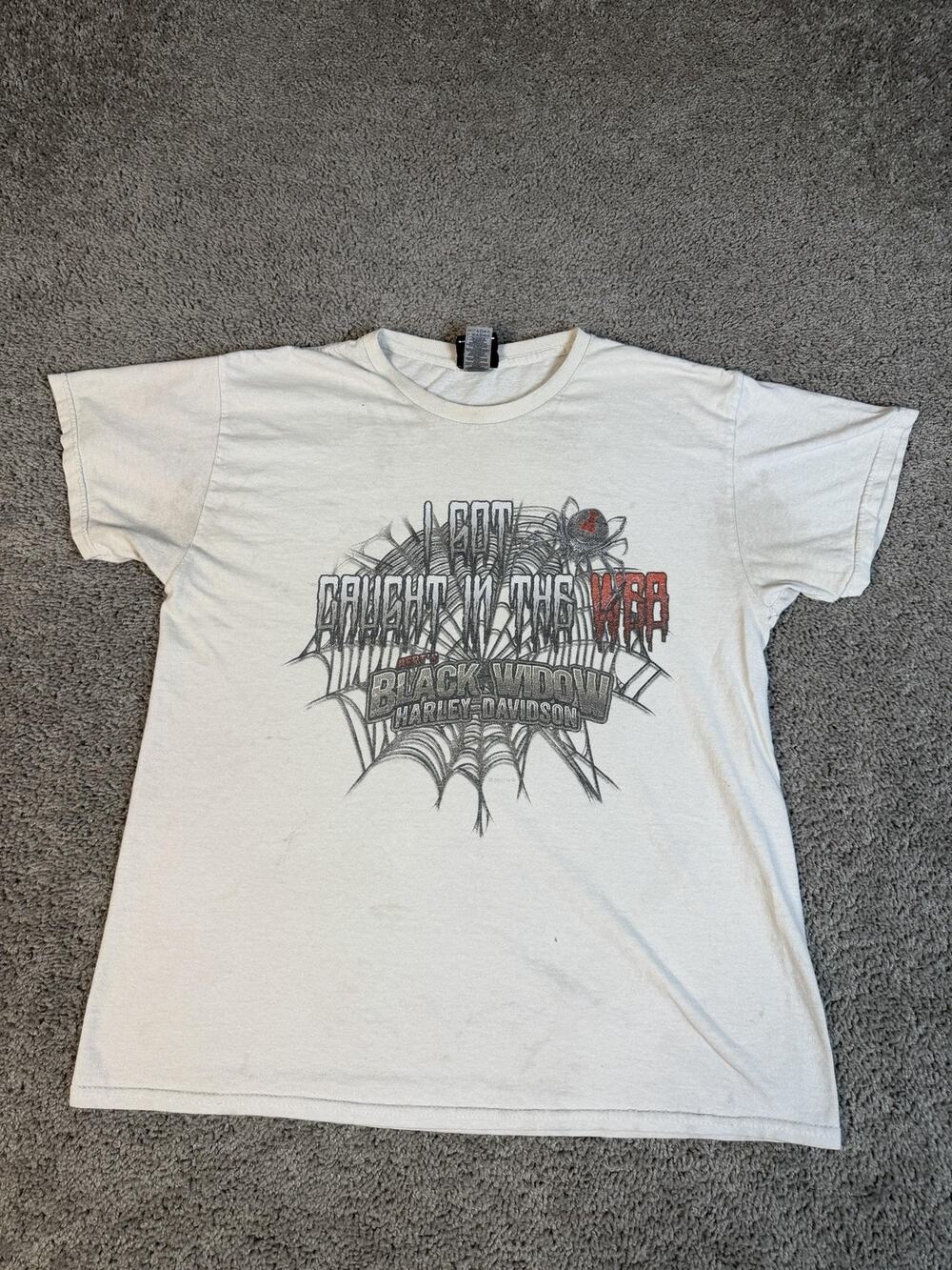 Harley Davidson Shirt Mens L White Black Widow Graphic Port Charlotte FL
